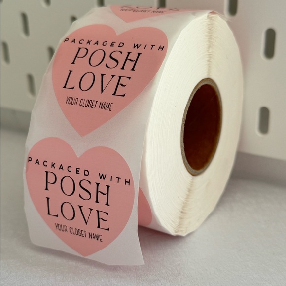 Custom Heart Stickers Labels - packed with posh love custom poshmark name  new - Picture 2 of 11